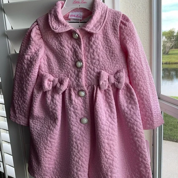 NWT Little Lass 3-Piece Set - Quilted Coat, Satin Floral Dress & Handbag 2T - Picture 3 of 14